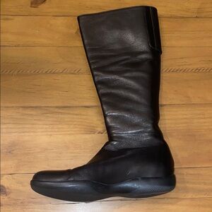 Vintage Prada women’s Black Leather knee high Boots